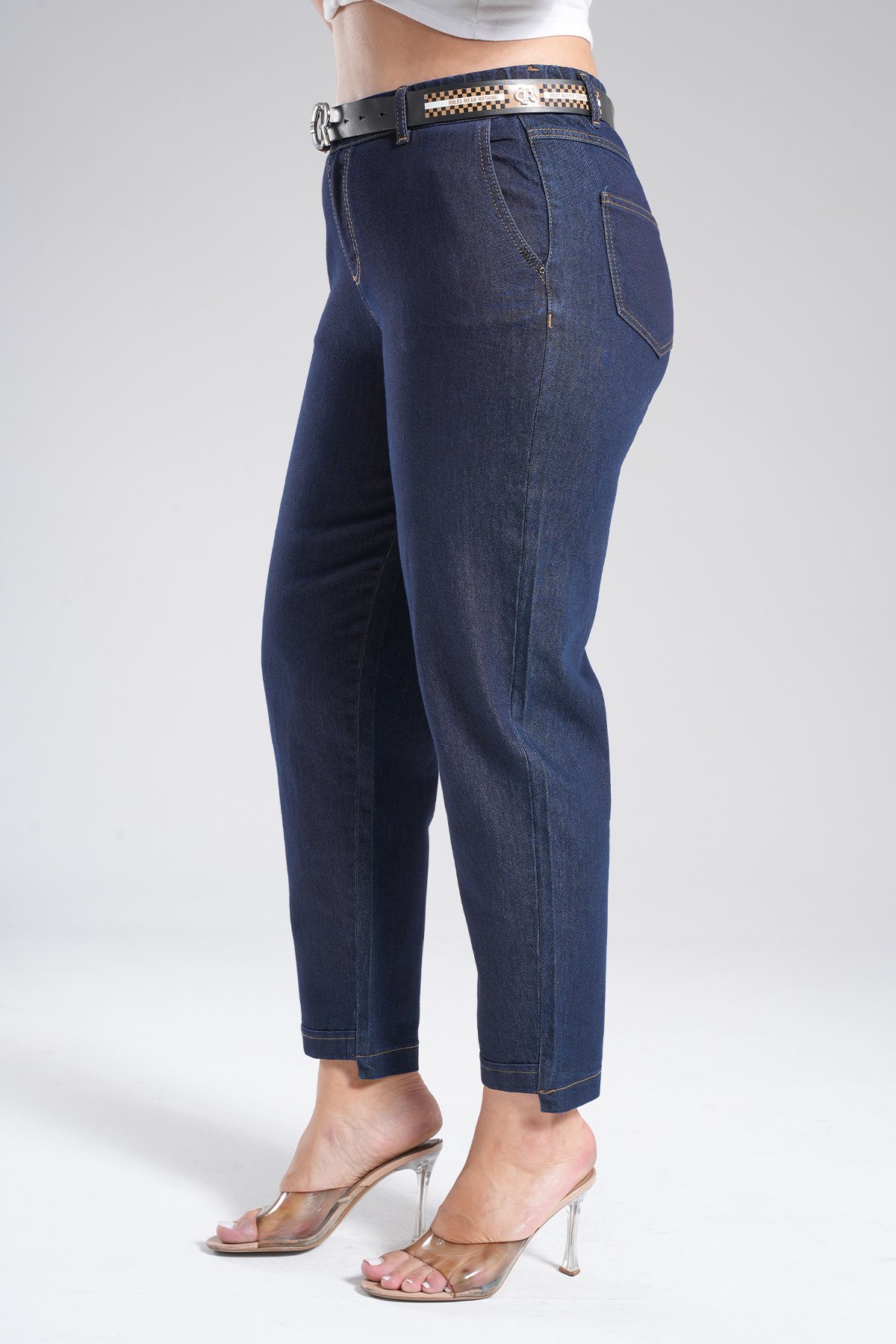 Kadın Bel Lastik Paça Duble Detaylı Mom Jean Pantolon 10613
