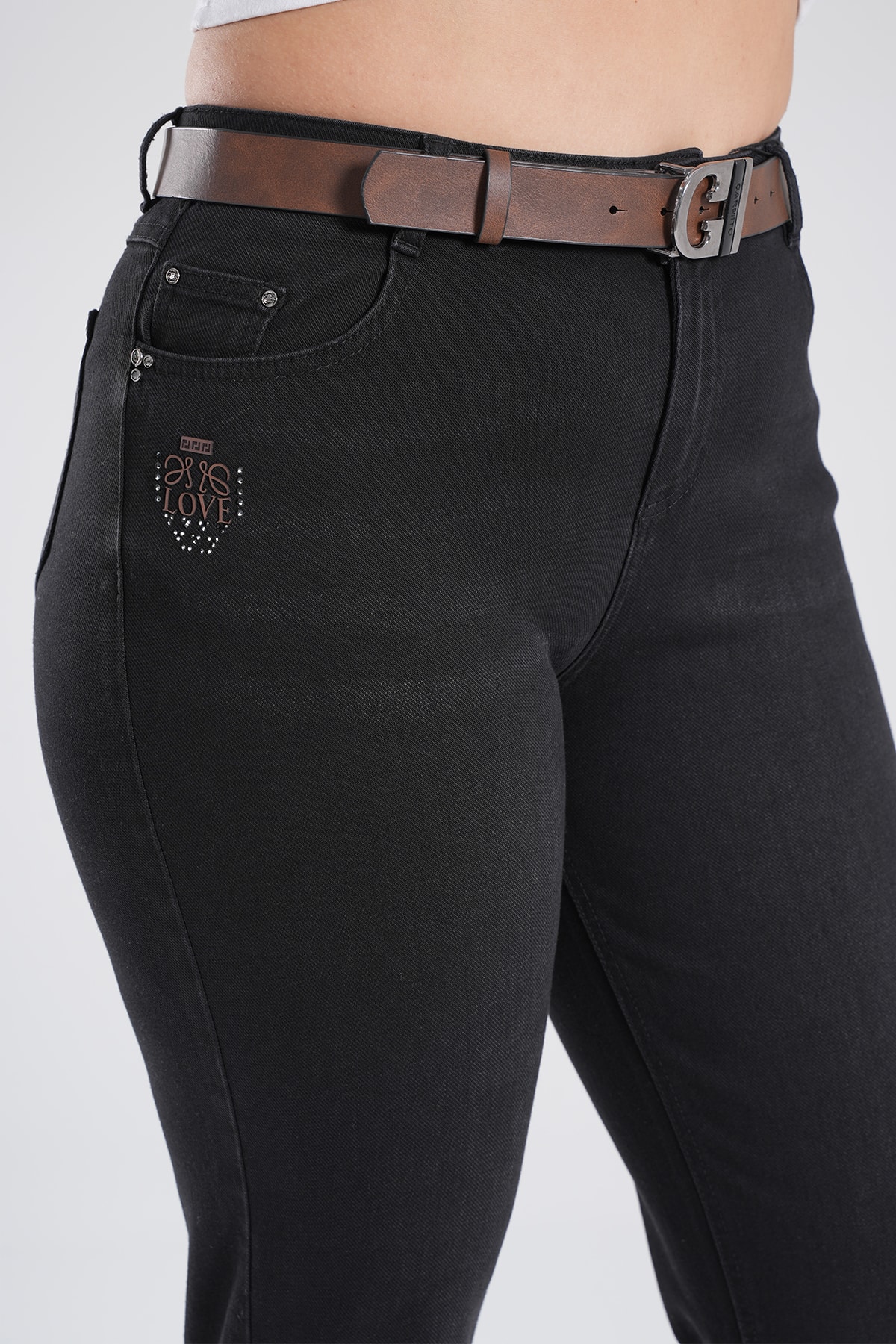 Kadın Paça Katlanabilir  Klasik Mom Jean Pantolon 10591