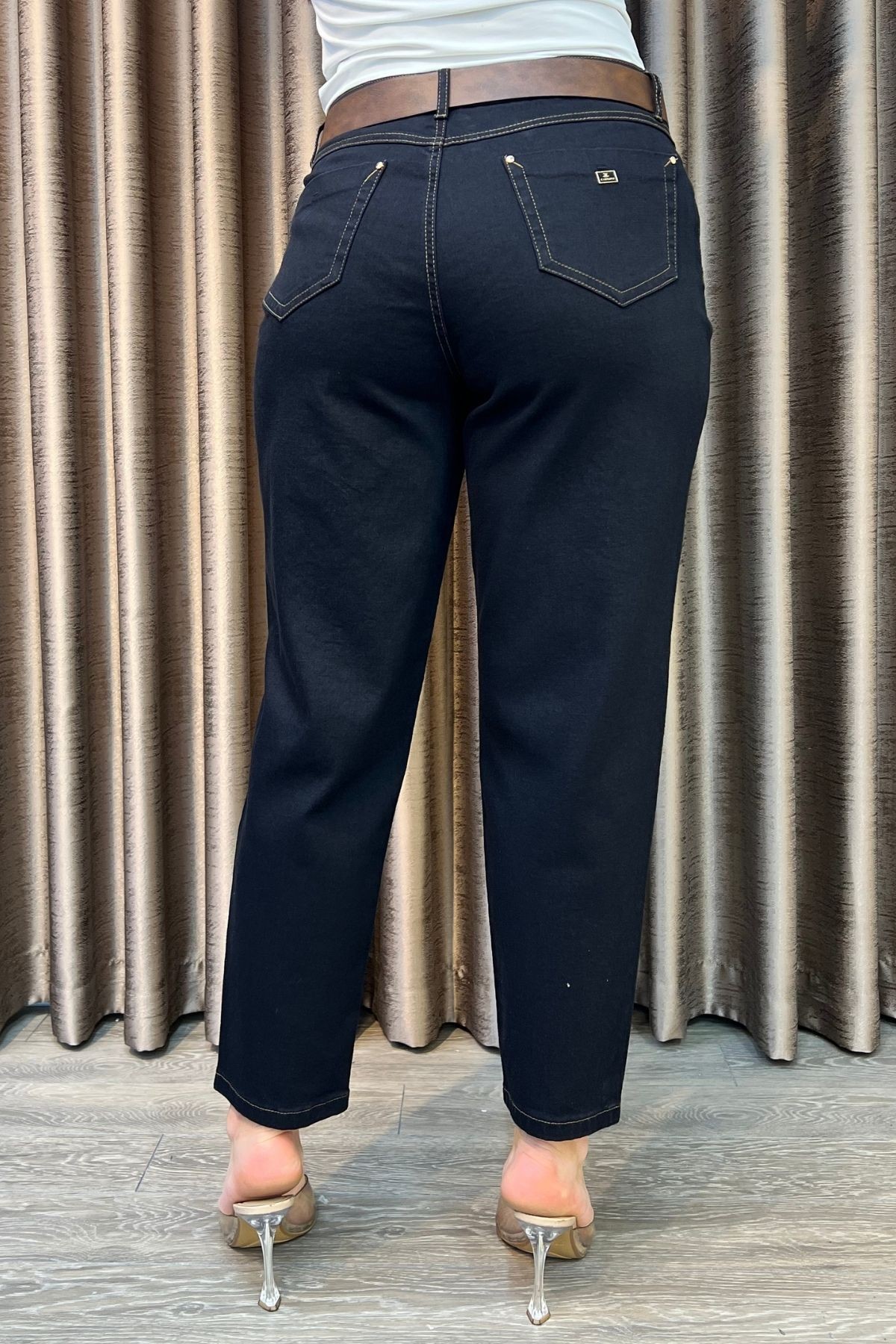 Likrasız Yumuşak Kot Mom Kadın Pantolon 10334