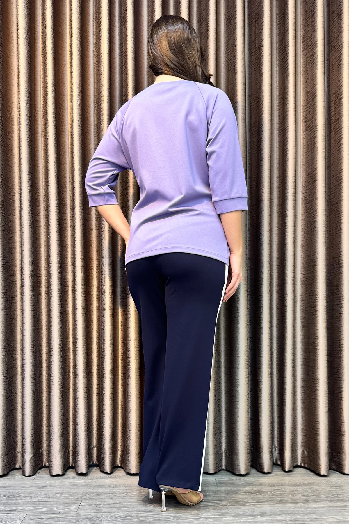 Eşofman Takımı Kadın Büyük Beden Soft Kumaş Şerit Detay  4297