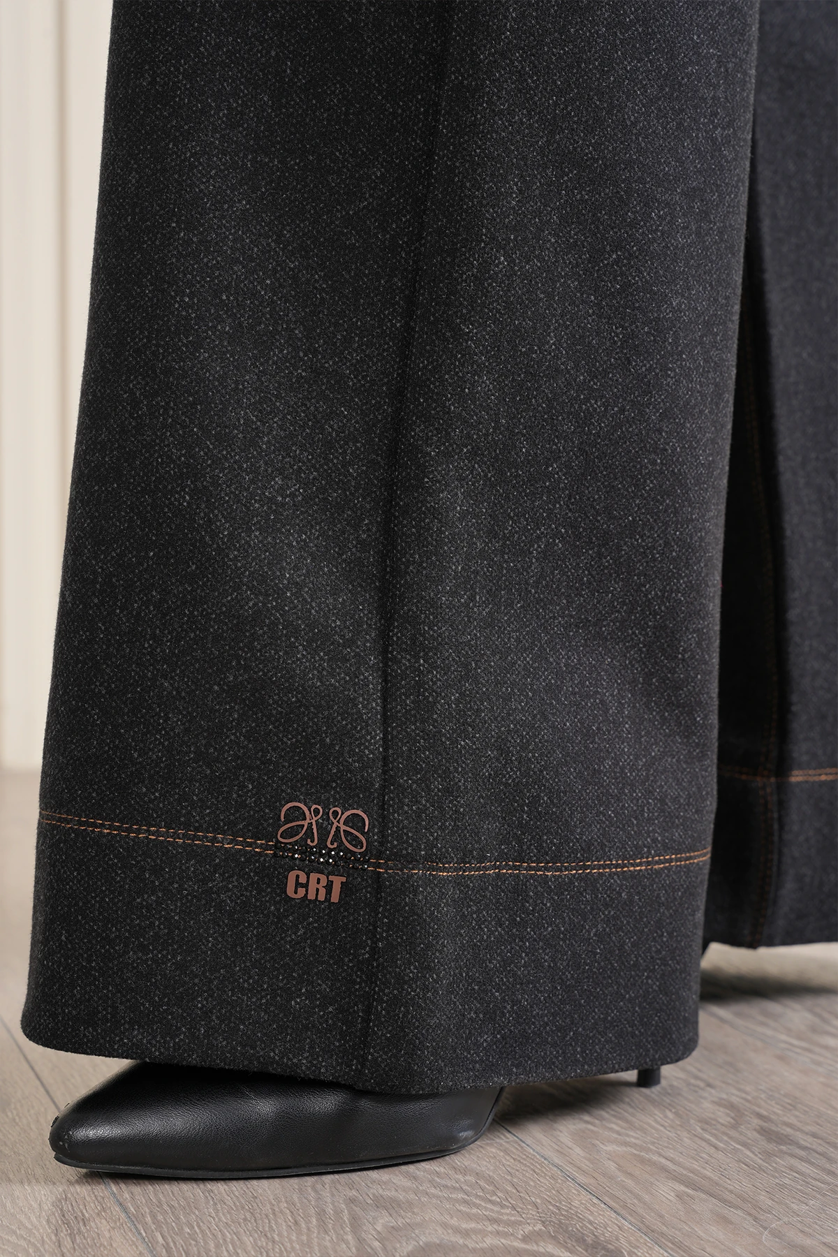 Kadın Melanj Kumaş Double Paça Dikişli Palazzo Örme Pantolon 10663