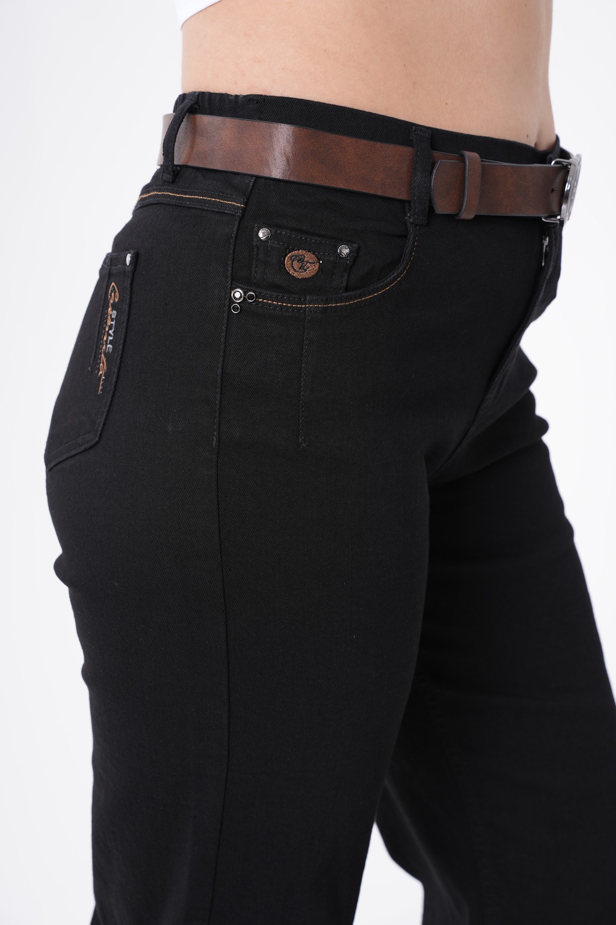 Yüksek Bel Likralı Beli Lastikli Jean Palazzo Kadın Pantolon 10333