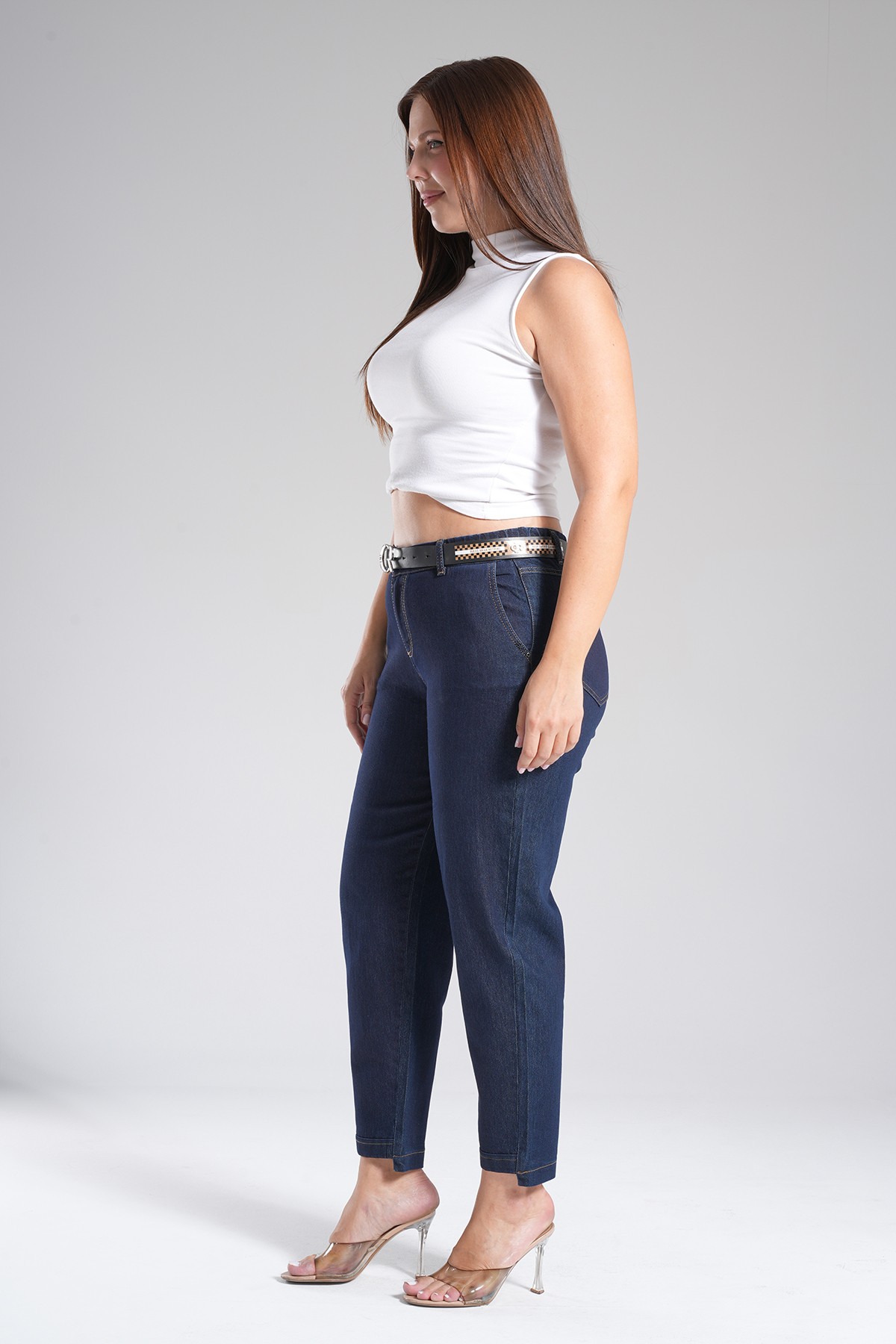 Kadın Bel Lastik Paça Duble Detaylı Mom Jean Pantolon 10613