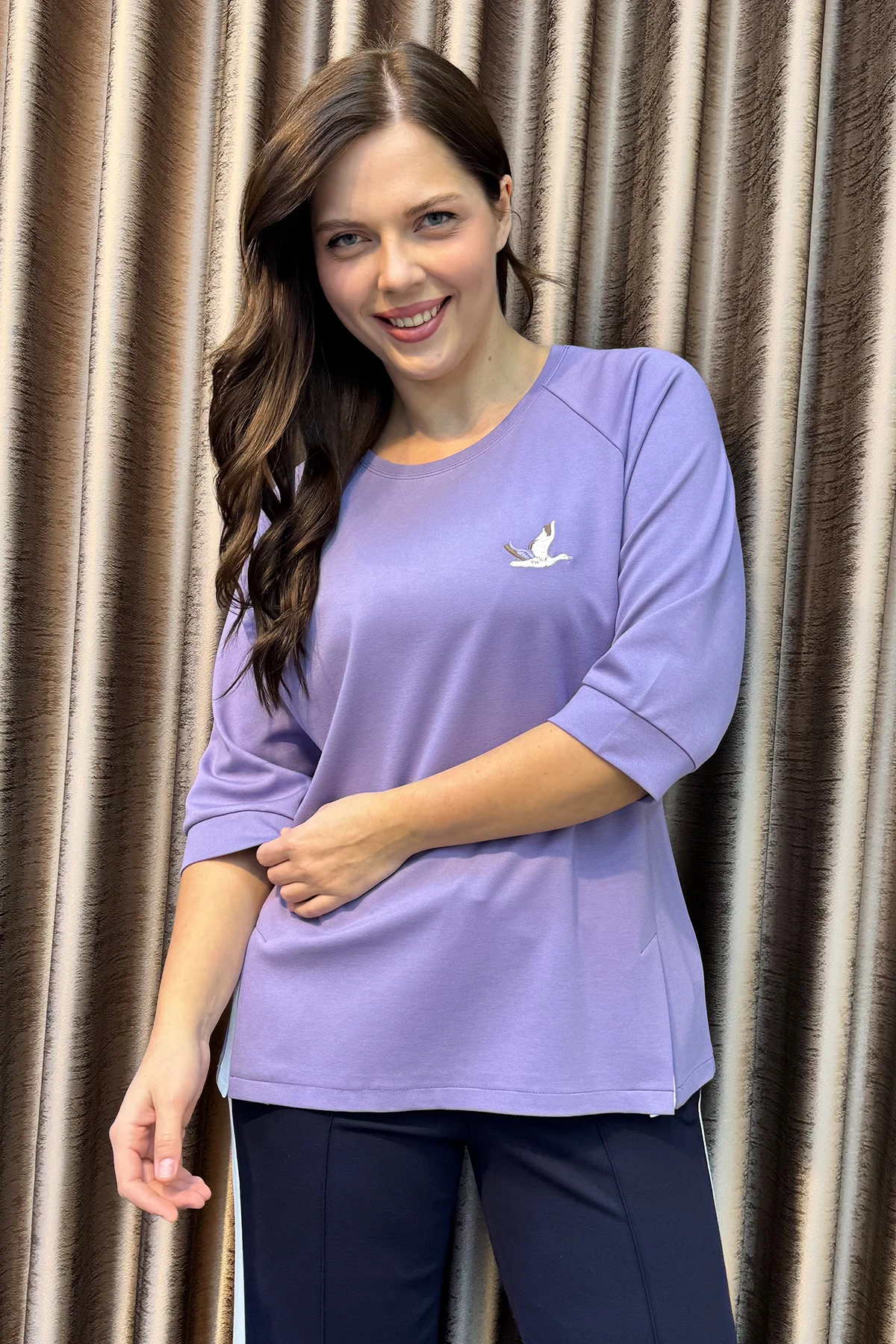 Eşofman Takımı Kadın Büyük Beden Soft Kumaş Şerit Detay  4297