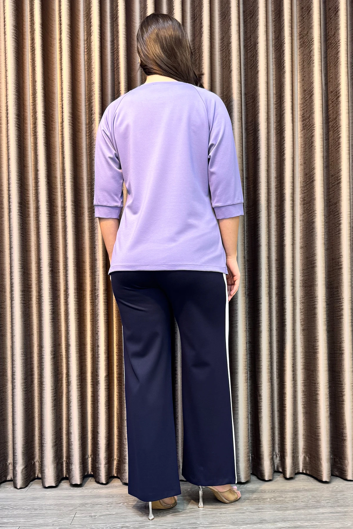 Eşofman Takımı Kadın Büyük Beden Soft Kumaş Şerit Detay  4297