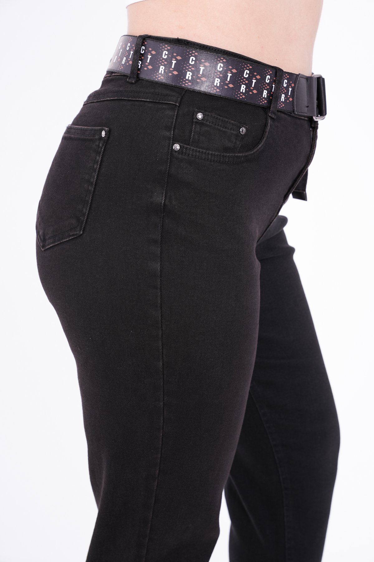 Likralı İçi Leopar Desen Mom Kadın Pantolon 10323