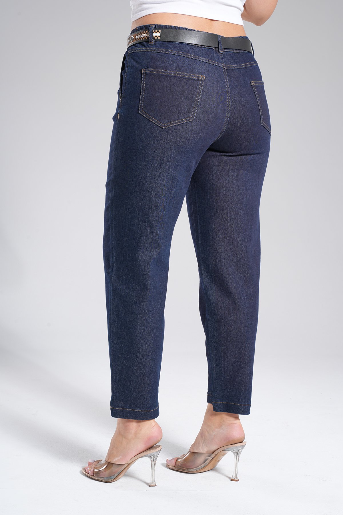 Kadın Bel Lastik Paça Duble Detaylı Mom Jean Pantolon 10613