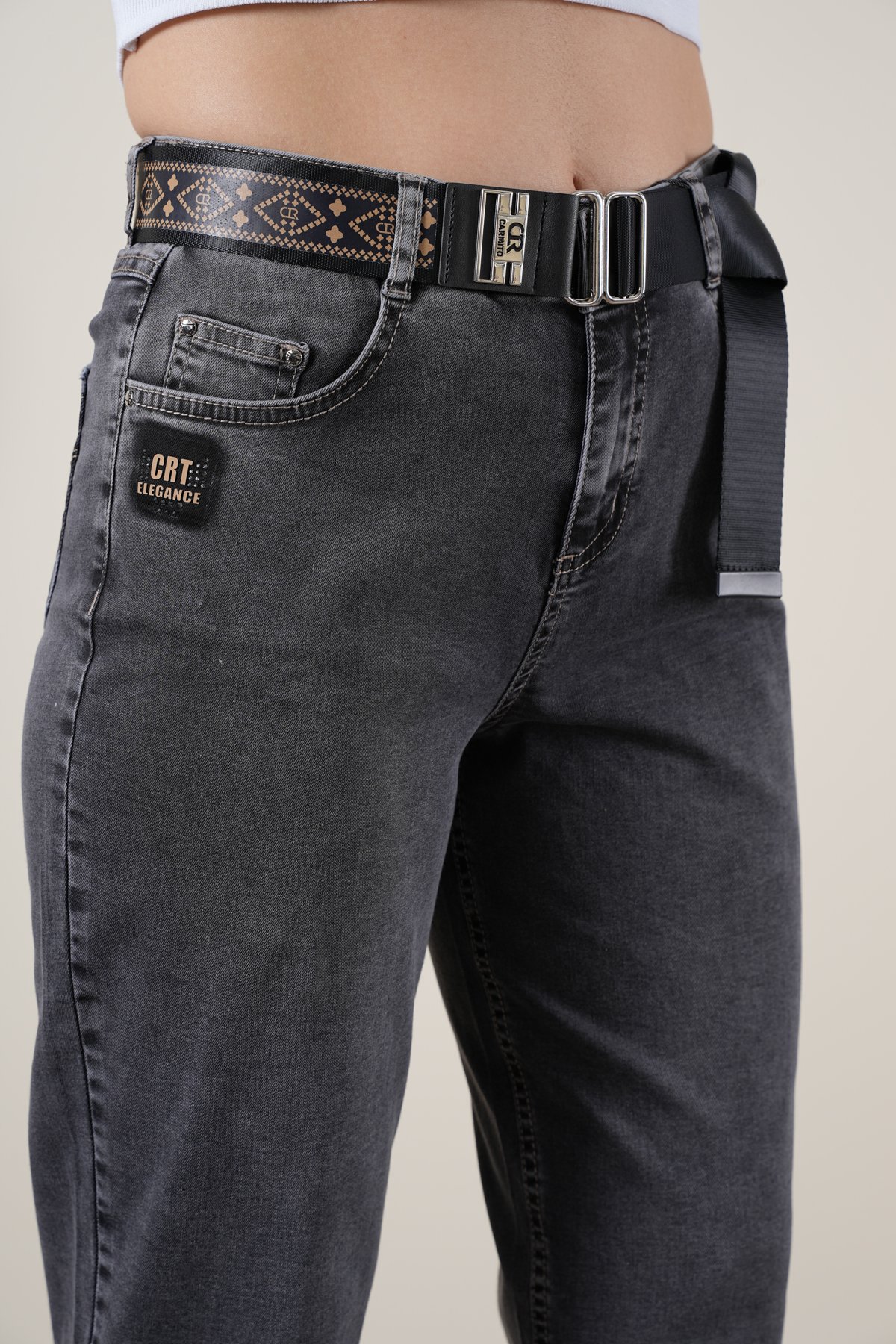 Kadın Likralı Yüksek Bel Mom Jean Pantolon 10436