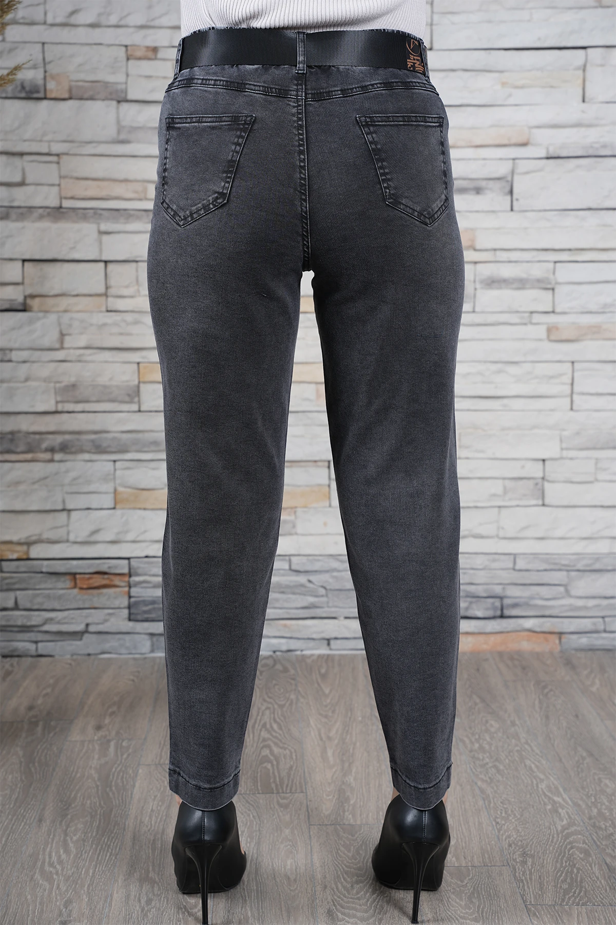 Kadın Likralı Bel Lastikli Mom Pantolon 10446