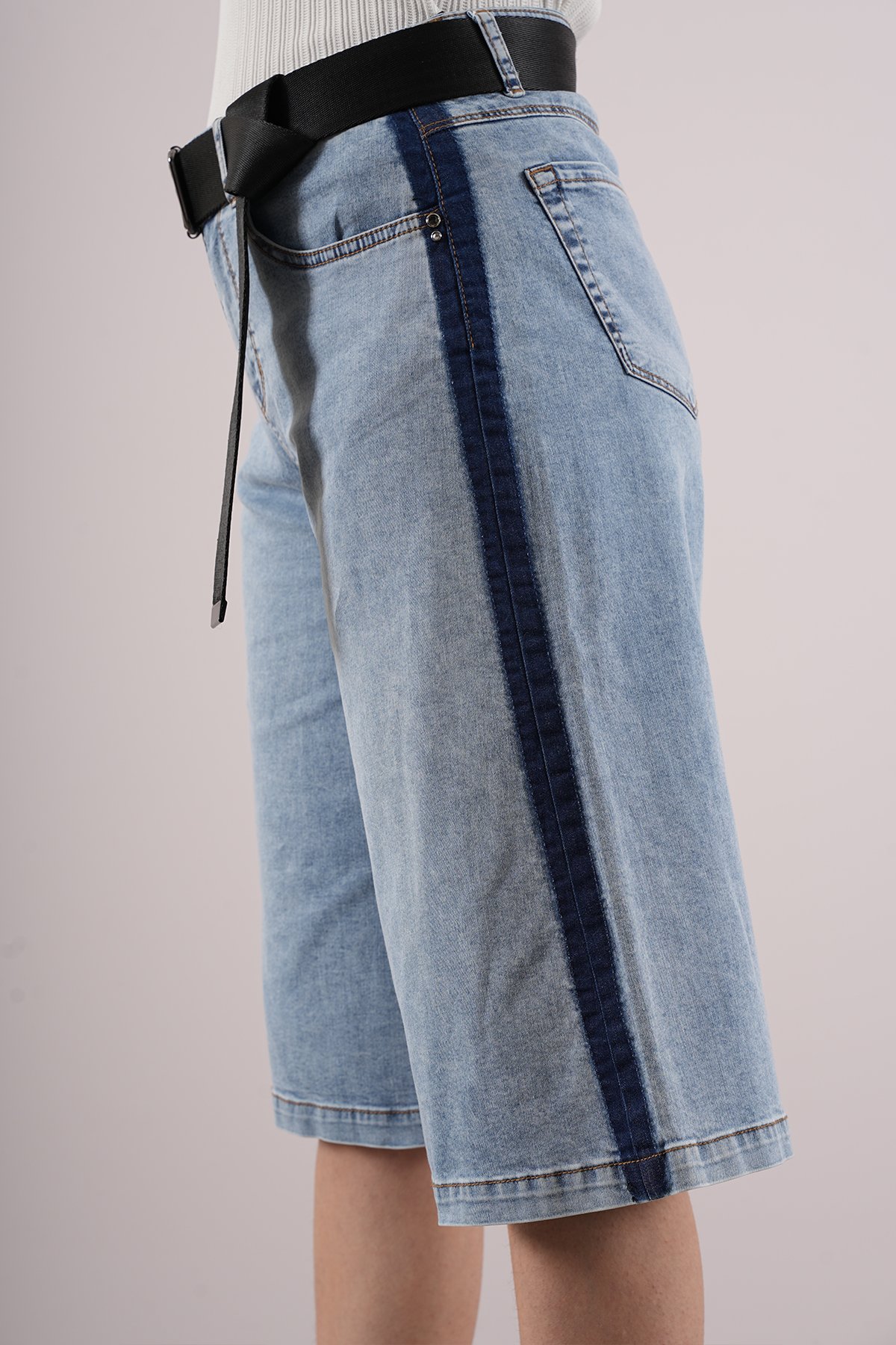Kadın Yan Peçli Jean Kapri 10522