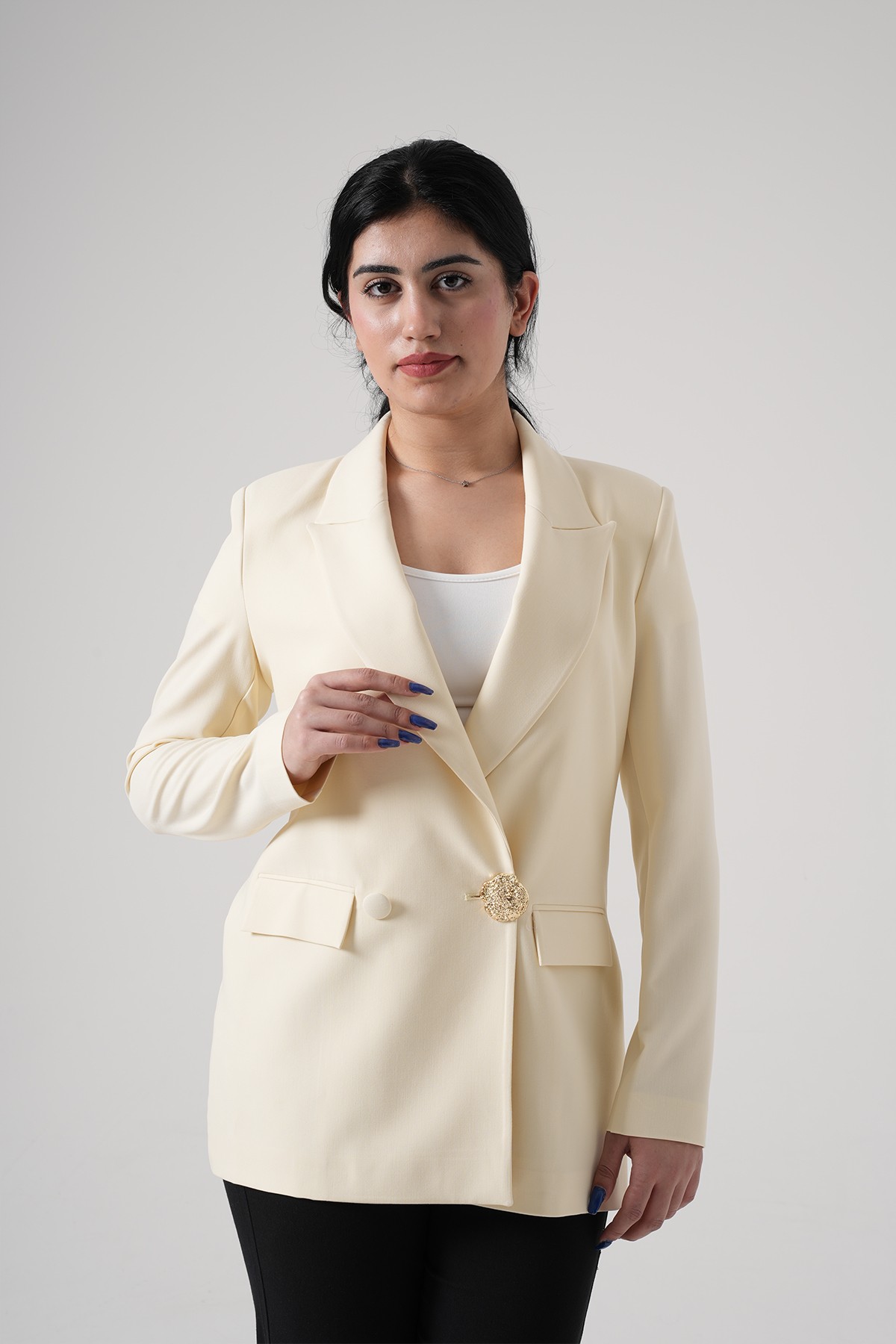Kadın Uzun Blazer Yazlık Kumaş Ceket 2000