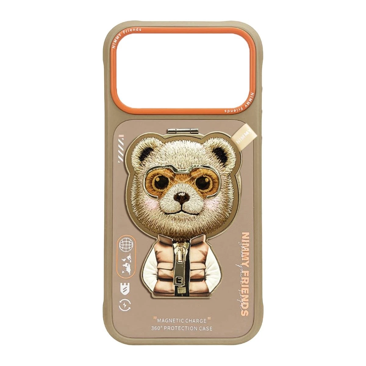 Nimmy MagSafe Özellikli Kahverengi Ayı Aparatlı Cool And Cute 2.0 Telefon Kılıfı - iPhone 17 Pro Max