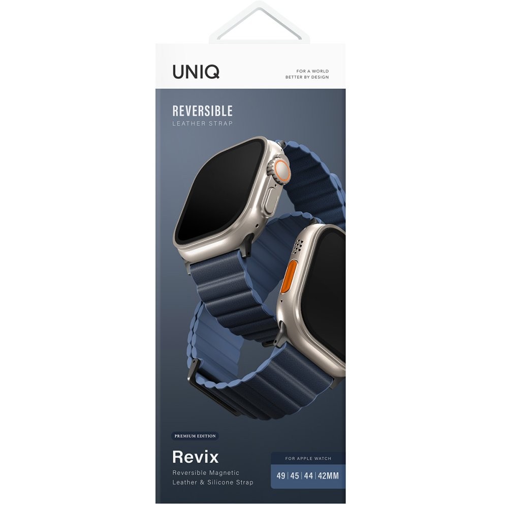 Uniq Watch 38mm/40mm/41mm Revix Premium Reversible Manyetik Kordon - Lacivert-Mavi