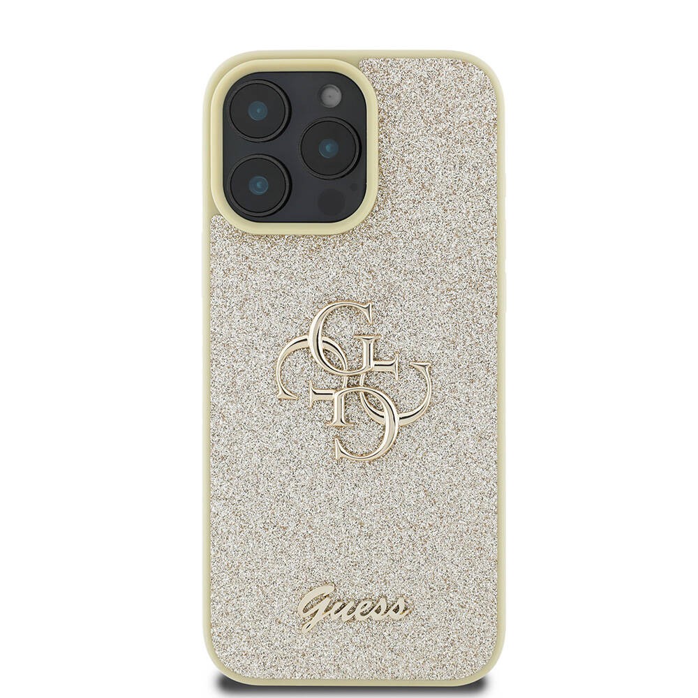 Apple iPhone 16 Pro Max Kılıf Guess Orjinal Lisanslı 4G Büyük Metal Logolu Glitter Kapak