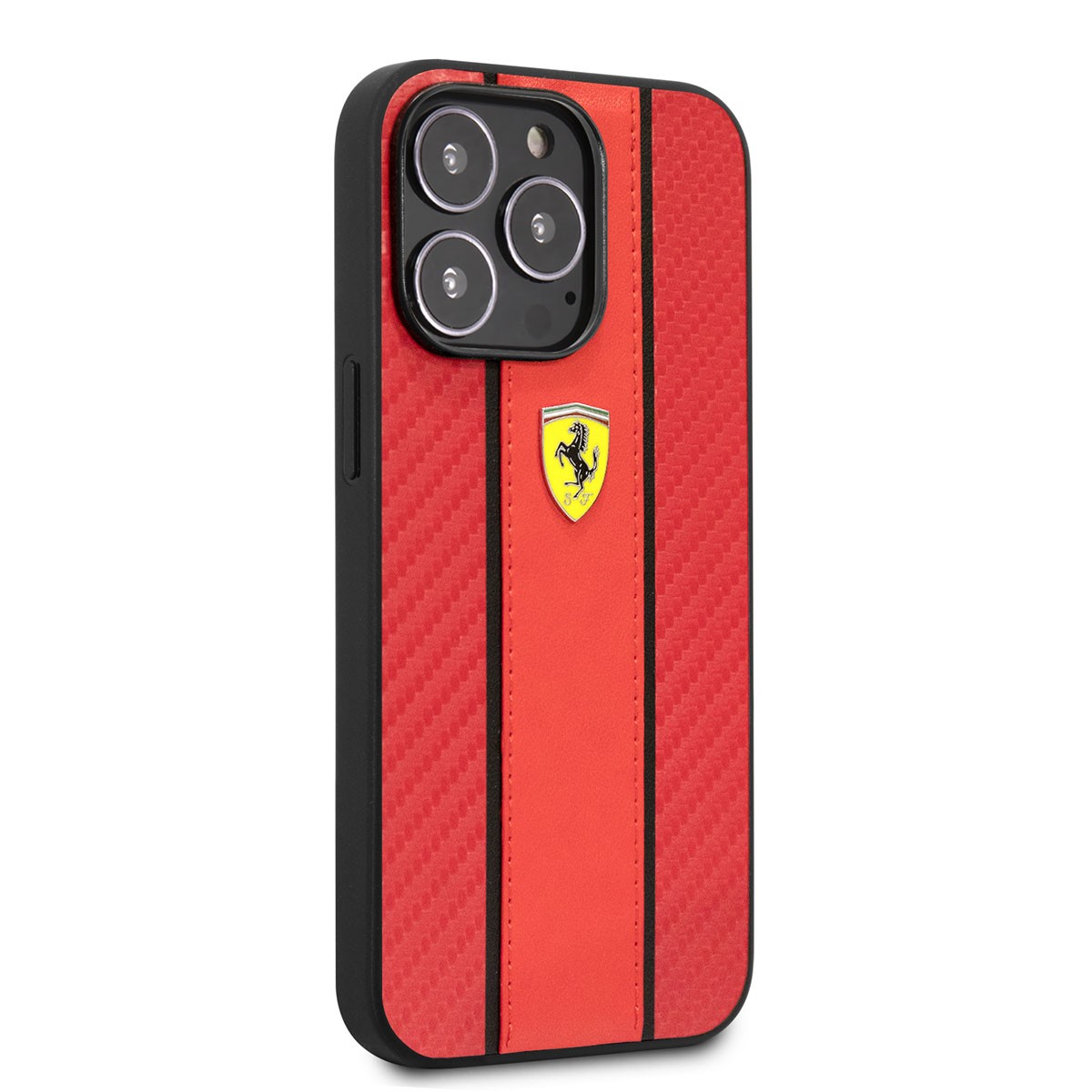 Apple iPhone 14 Pro Kılıf Ferrari PU Deri Ve Karbon Dizayn Kapak