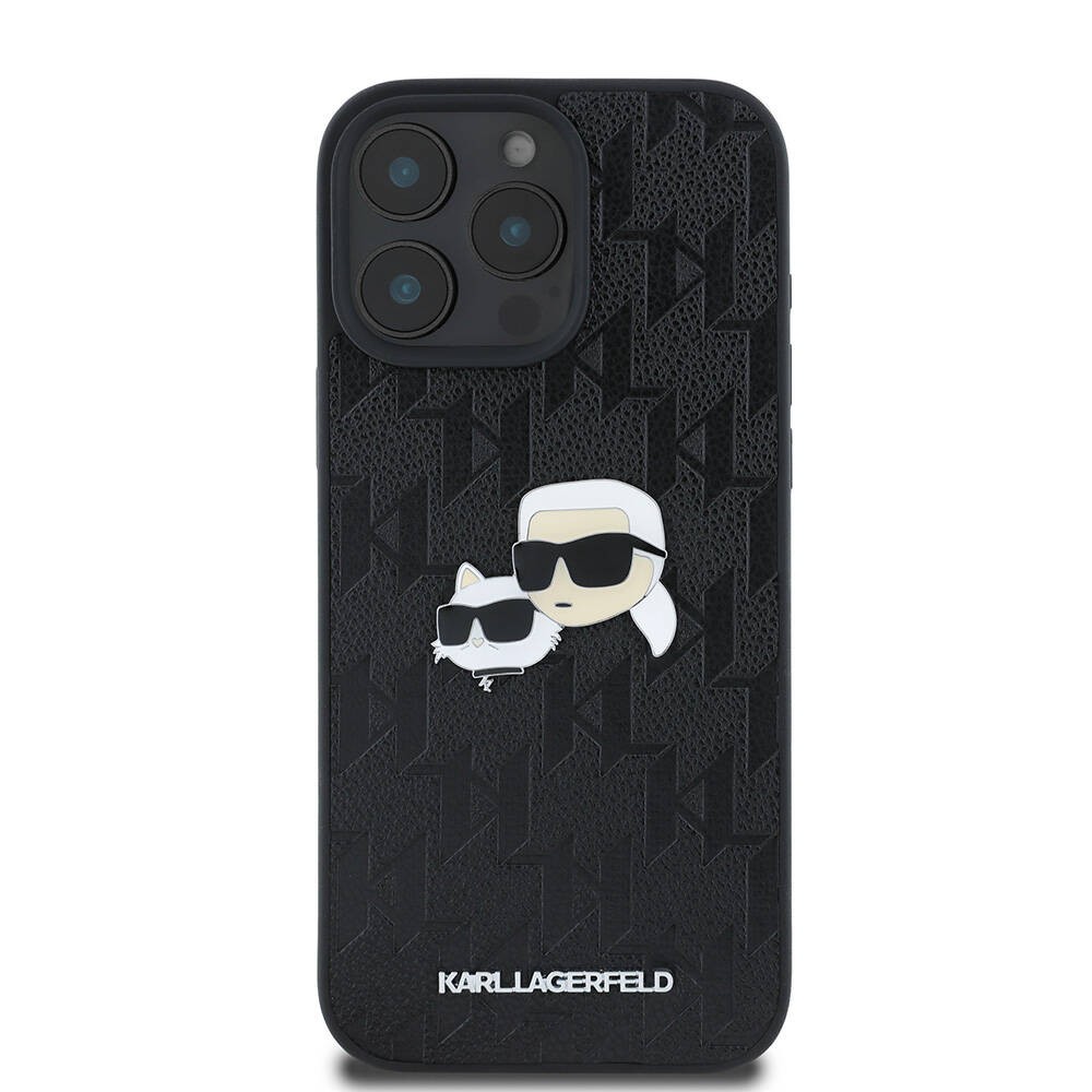 Apple iPhone 16 Pro Kılıf Karl Lagerfeld Orjinal Lisanslı K&C Heads Monogram Pin Kapak