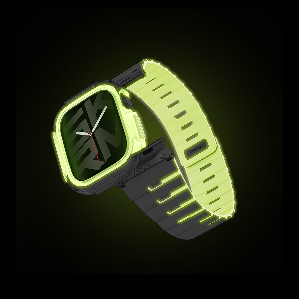 Apple Watch 10 42mm Skinarma Nightglow Atom TPU Kasa Koruyucu + Gemini Silikon Kordon
