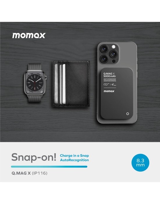 Momax Q.Mag X Natural Titanyum 5000mAh Wireless Powerbank