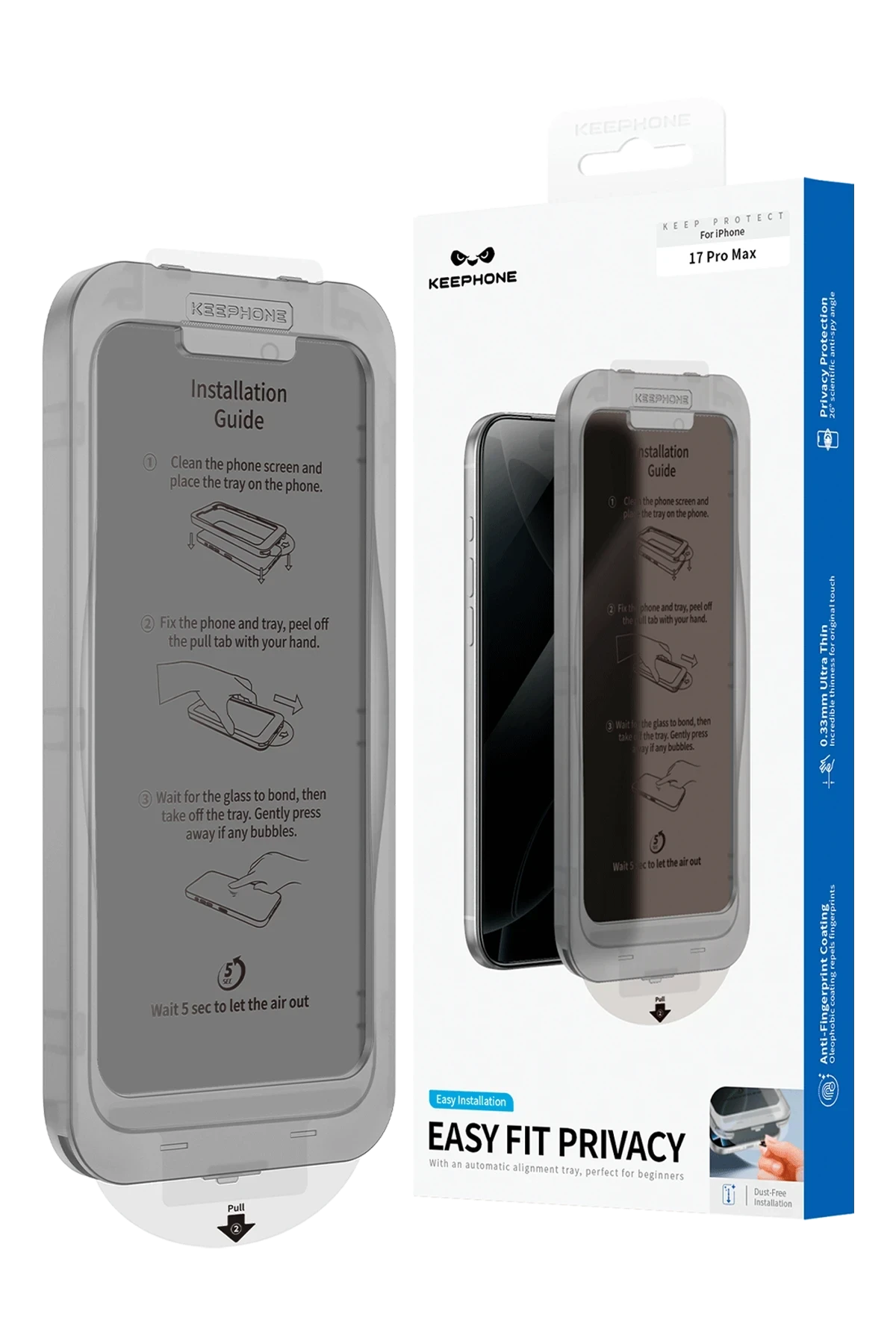 Keephone EasyFit Privacy Cam Ekran Koruyucu - iPhone 17 Pro