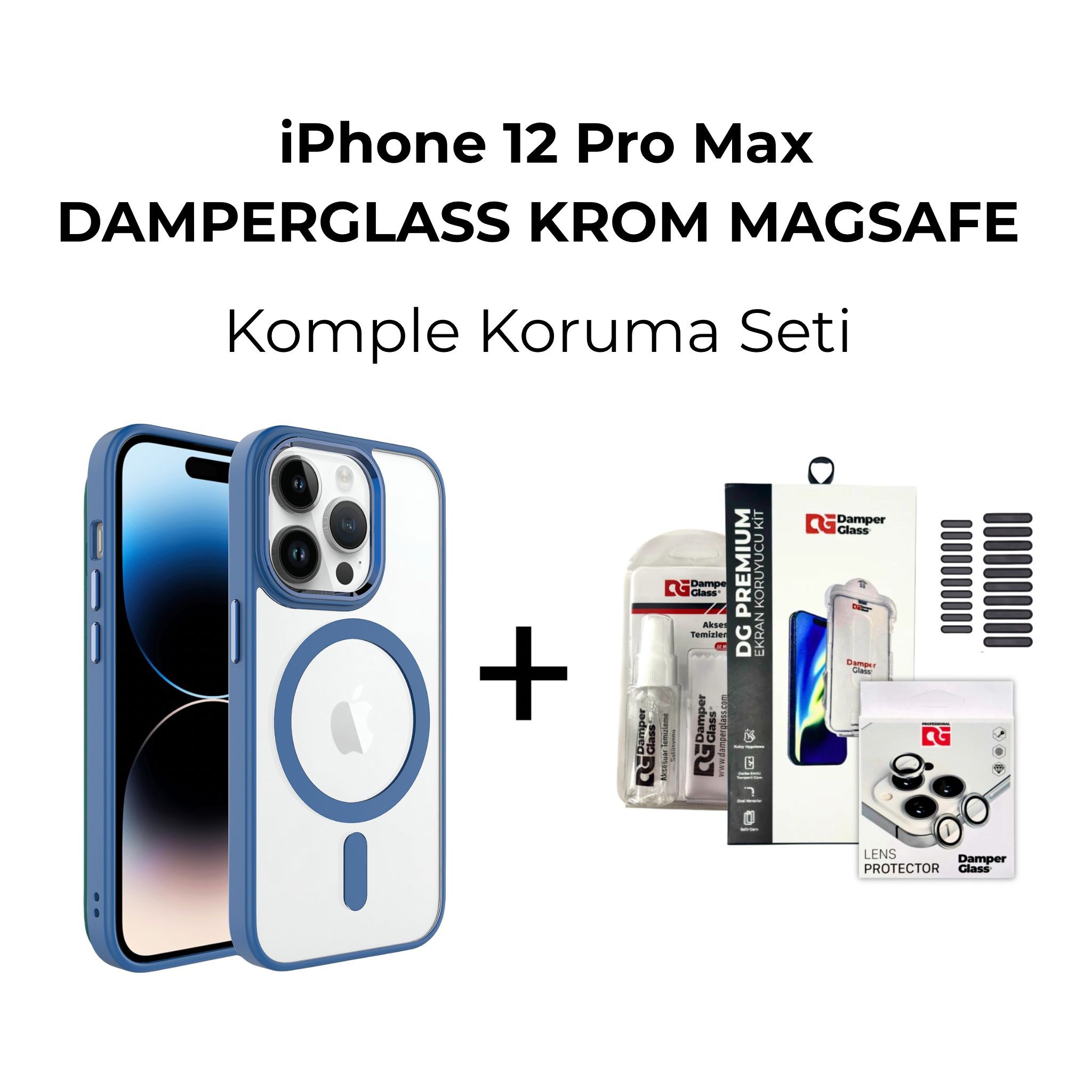 DamperGlass Krom Magsafe Komple Koruma Kombini - iPhone 12 Pro Max