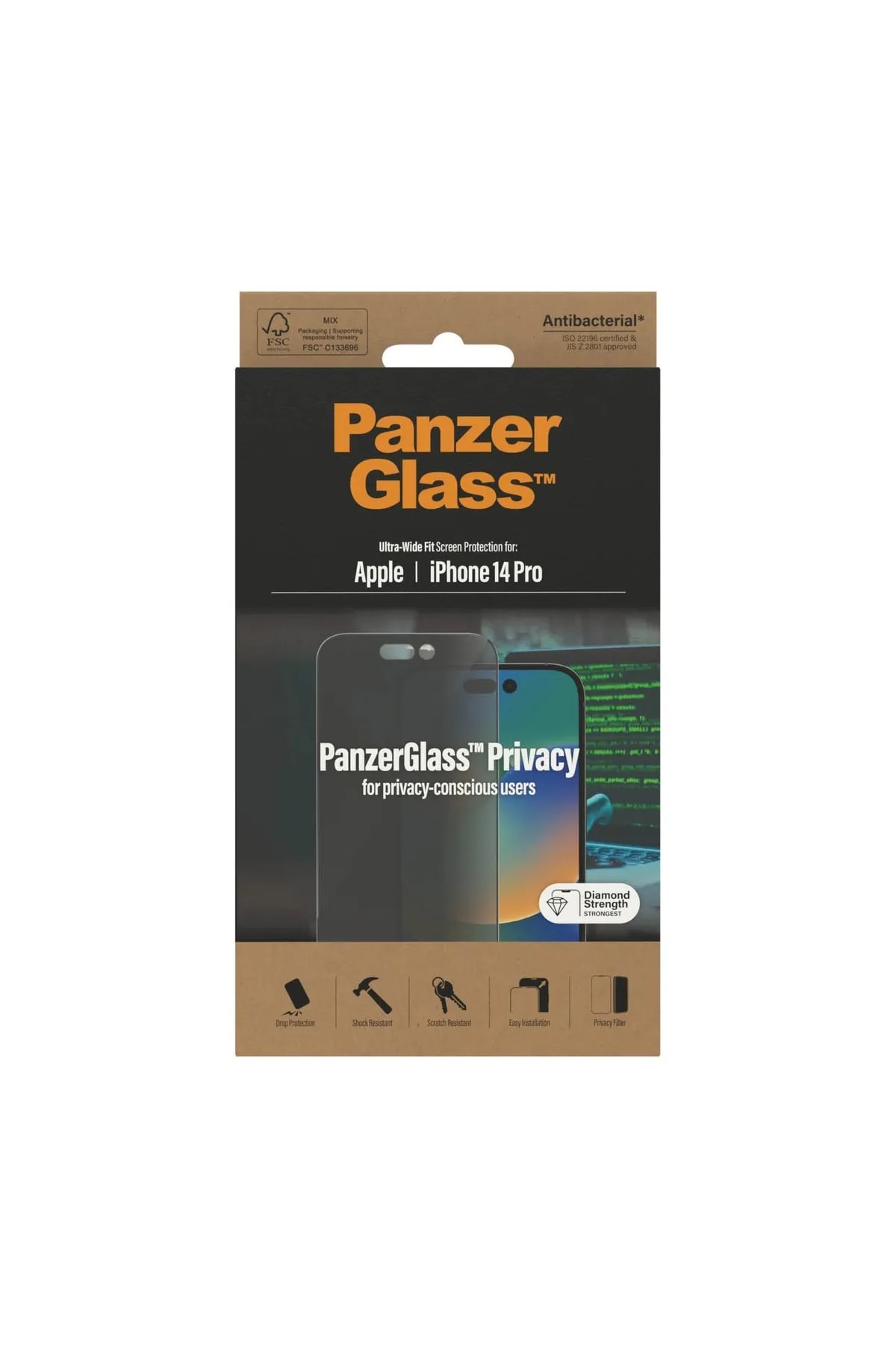 PanzerGlass iPhone 14 Pro UWF Privacy Antibakteriyel