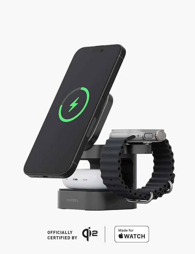 Energea MagCube 3in1 Katlanabilir 15W Telefon Saat Airpods Masaüstü Hızlı Şarj Standı