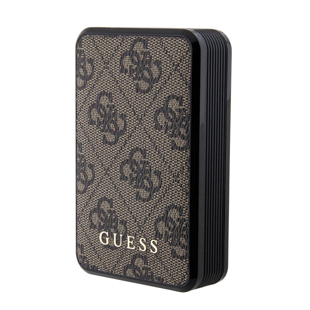 Guess Orjinal Lisanslı Dijital Led Göstergeli PU Deri 4G Desenli Metal Yazı Logolu Powerbank 10000mAh 18W