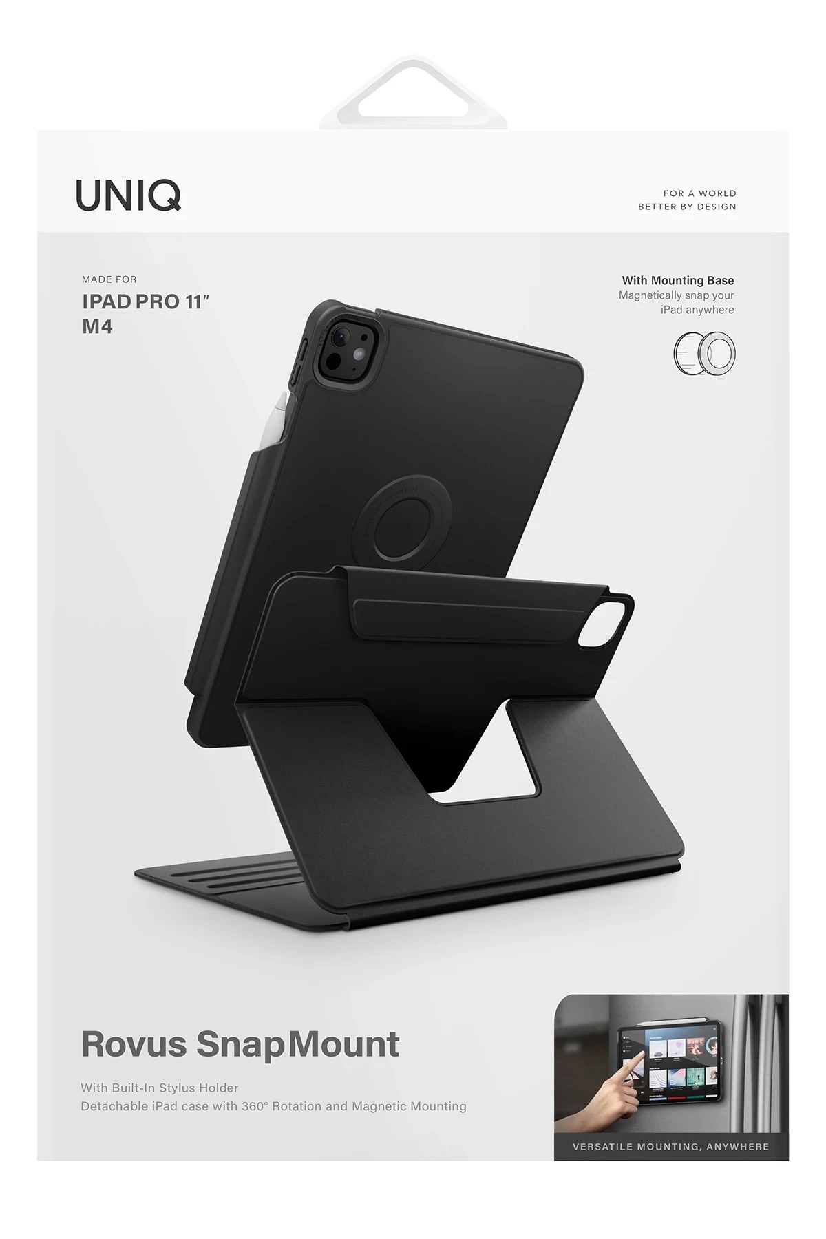 Uniq iPad Rovus Snapmount 360 Derece Dönebilen Manyetik Tablet Kılıf - Siyah