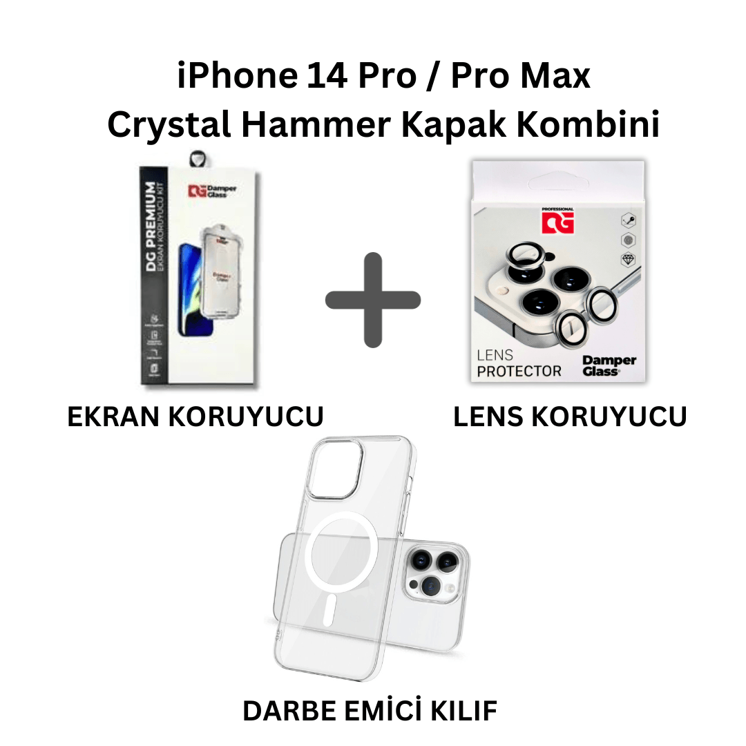 iPhone 14 Pro / 14 Pro Max DamperGlass Crystal Hammer Serisi Kılıf Kombini