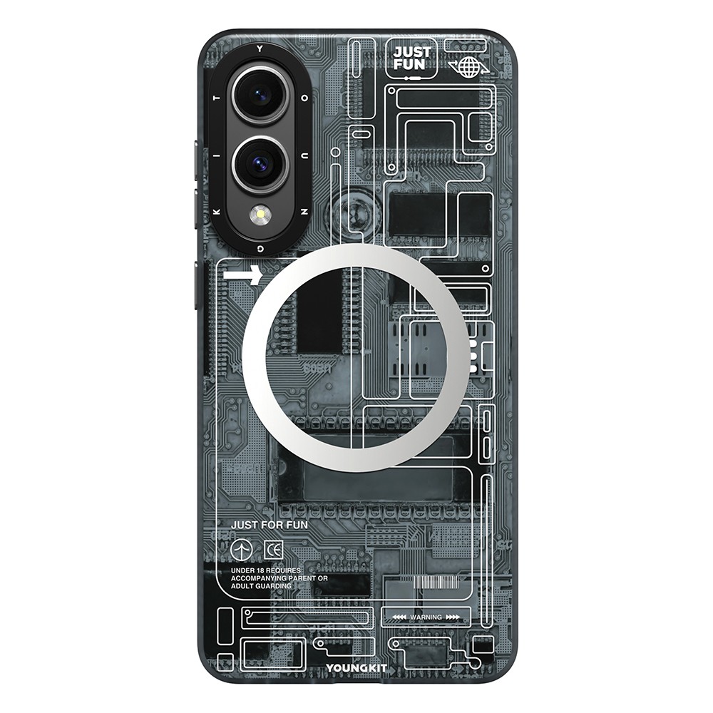 Galaxy S25 Edge Kılıf M-safe Şarj Özellikli Youngkit Technology Serisi Kapak - Gri