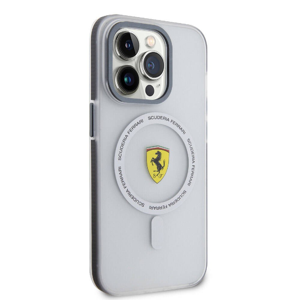 Apple iPhone 15 Pro Kılıf Ferrari Orjinal Lisanslı Magsafe Şarj Özellikli Kontrast Bumper SF Ring Kapak
