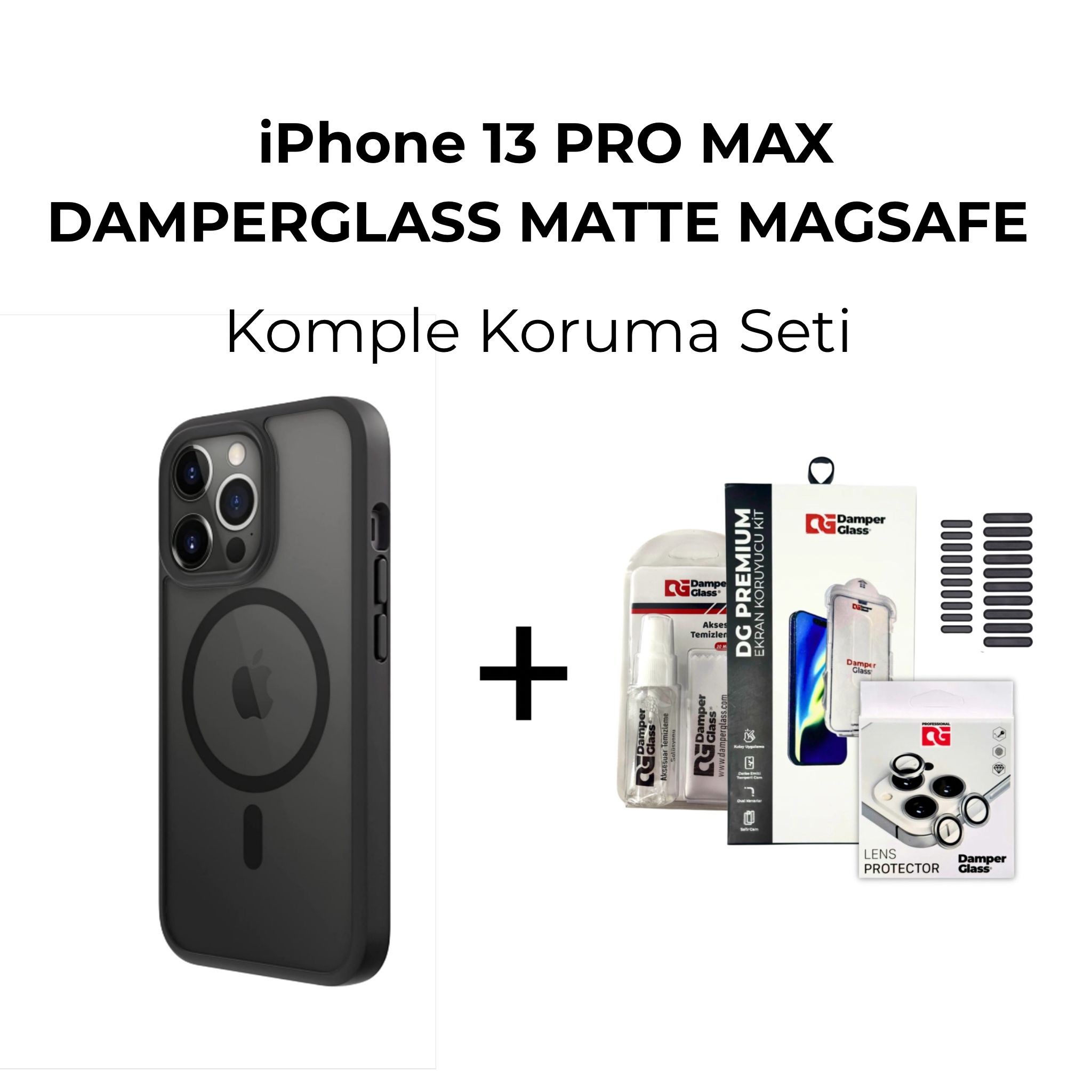 DamperGlass Premium Matte Magsafe Komple Koruma Kombini - iPhone 13 Pro Max