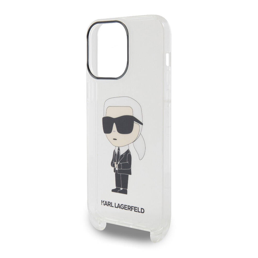 Apple iPhone 15 Pro Kılıf Karl Lagerfeld Orjinal Lisanslı Boyun Askılı Karl İkonik Crossbody Kapak