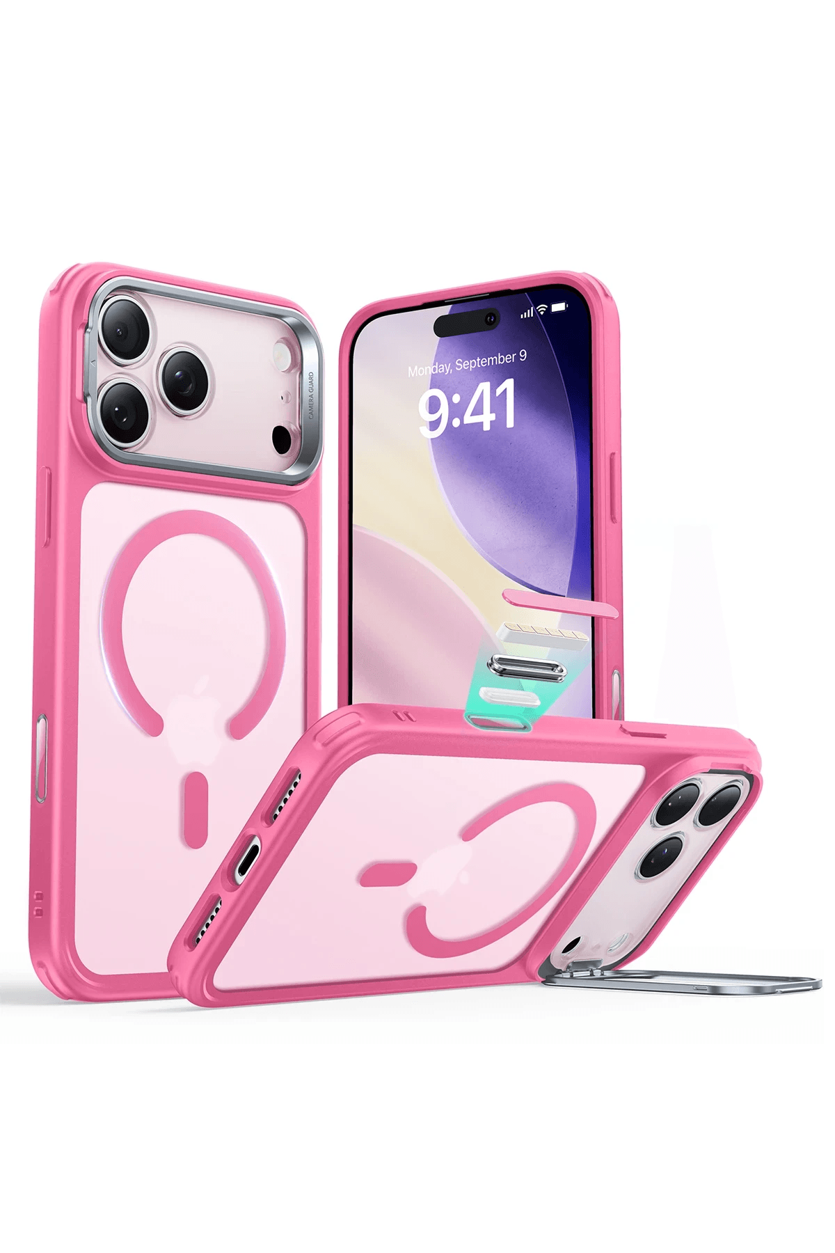 ESR Classic Hybrid Matte Magsafe Standlı Kapak - iPhone 17 Pro Max - Pembe