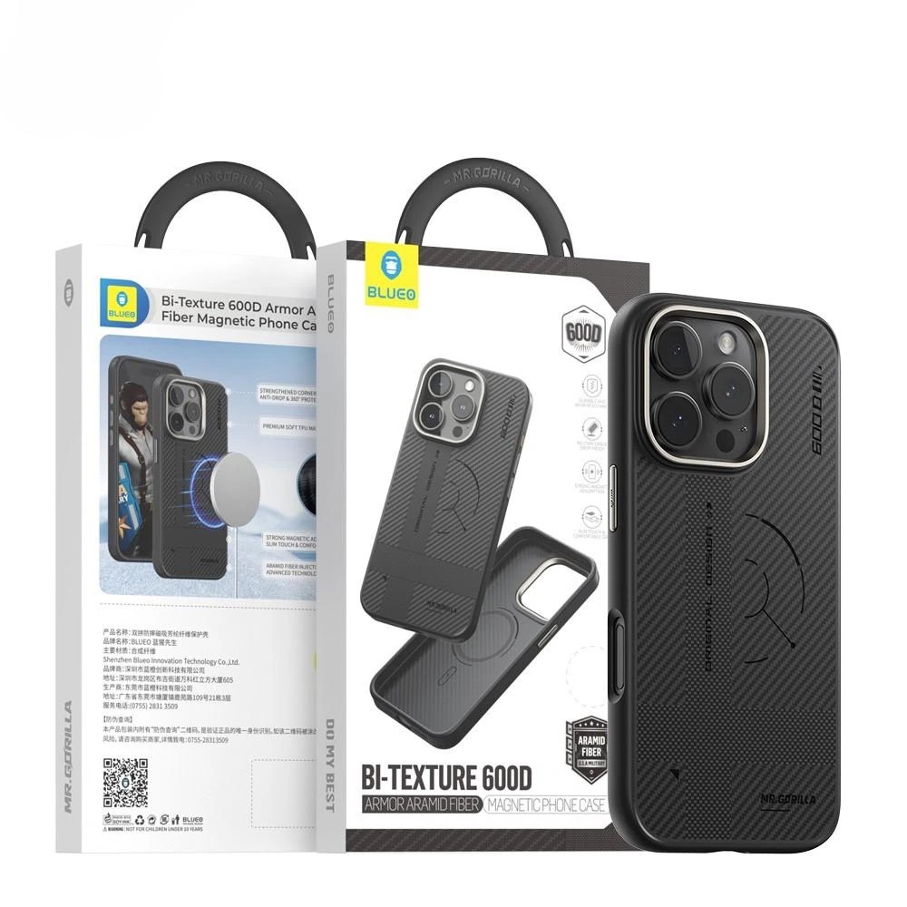 Blueo Bi-Texture Magnetic 600D Magsafe Armor Aramid Fiber Telefon Kılıf for iPhone 16 Pro Max