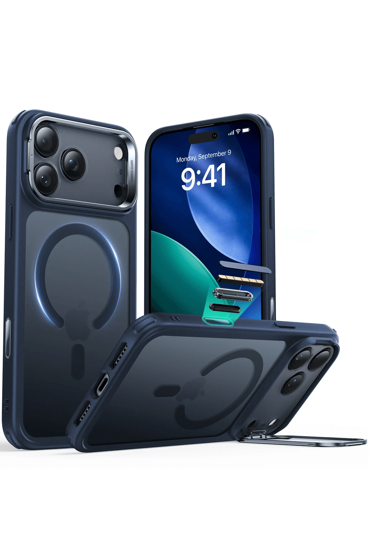 ESR Classic Hybrid Matte Magsafe Standlı Kapak - iPhone 17 Pro Max - Mavi