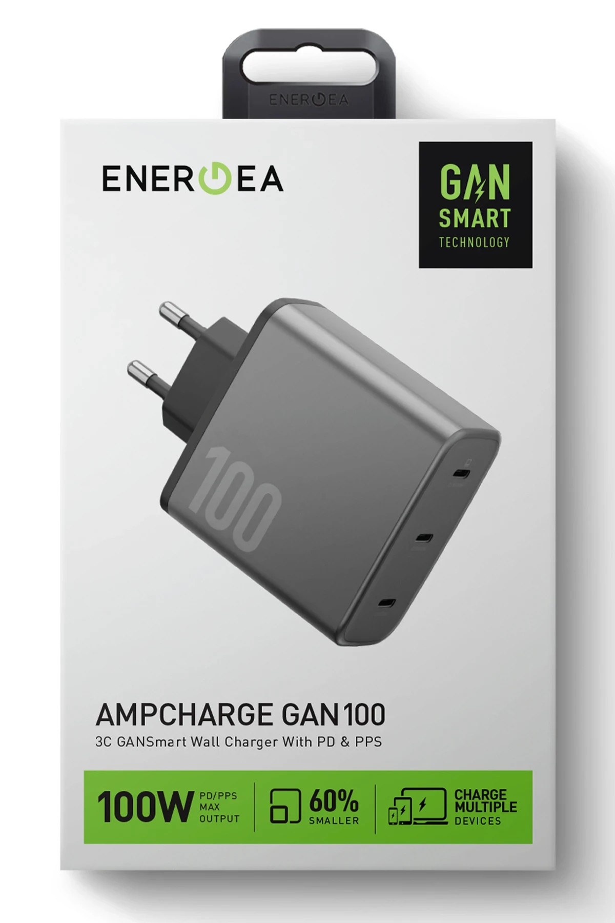 Energea AmpCharge GaN100 2 Adet 100W Type-C ve 1 Adet 35W Type-C Çıkışlı Hızlı Şarj Alet