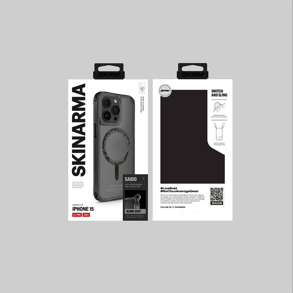 Apple iPhone 15 Pro Kılıf SkinArma Şeffaf Airbag Tasarımlı Magsafe Şarj Özellikli Saido Kapak