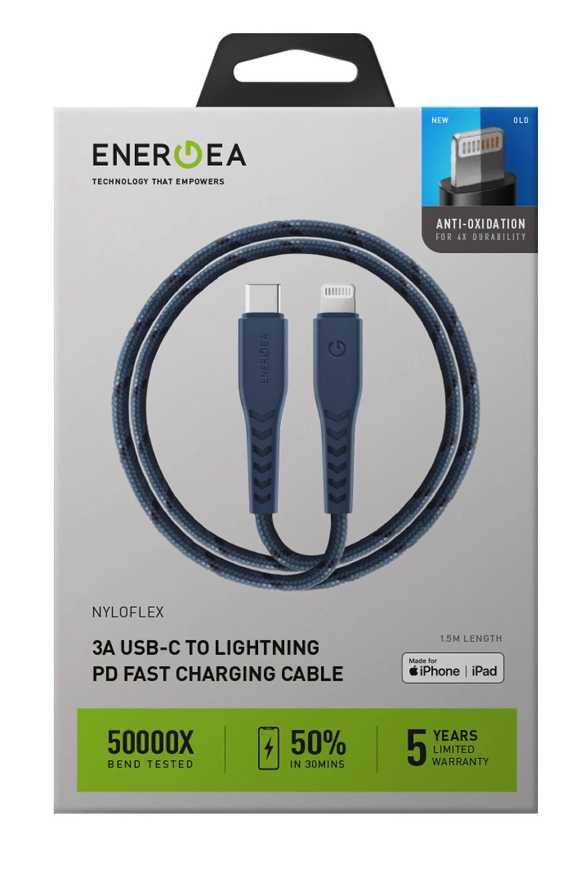 Energea C94 NyloFlex 1.5M 100W Type-C to Lightning PD Hızlı Şarj Kablo