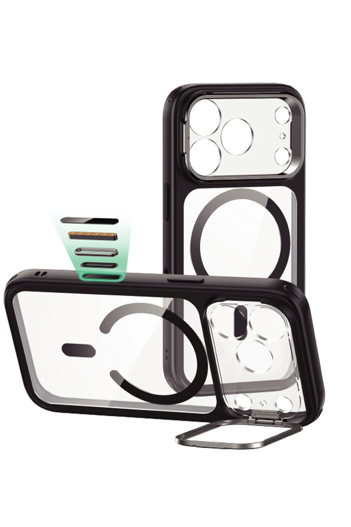 ESR Classic Hybrid Magsafe Standlı Kapak - iPhpne 17 Pro Max - Siyah
