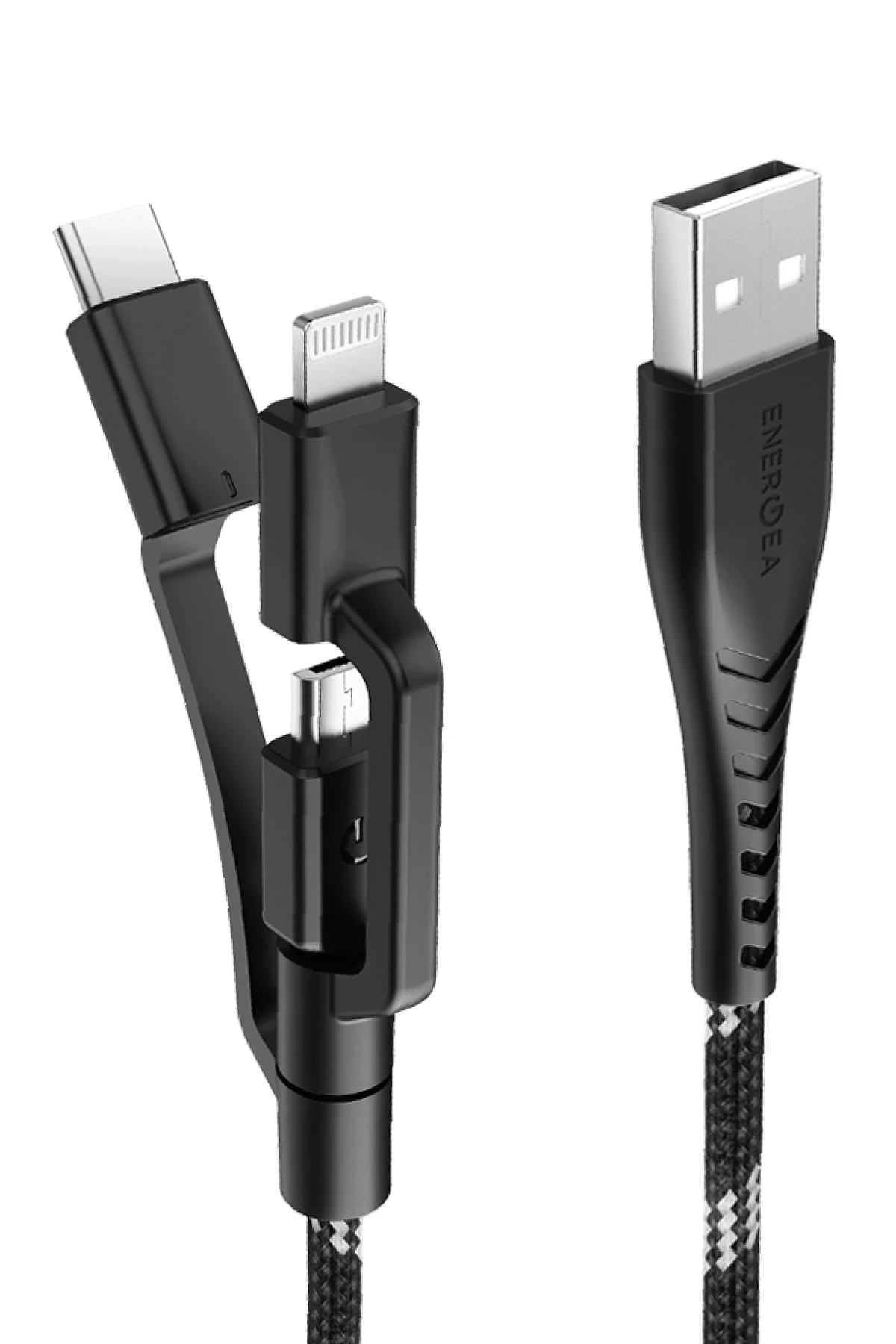 Energea C89 NyloFlex 3in1 1.5M 3A USB to Type-C / Lightning / Micro Hızlı Şarj Kablo 