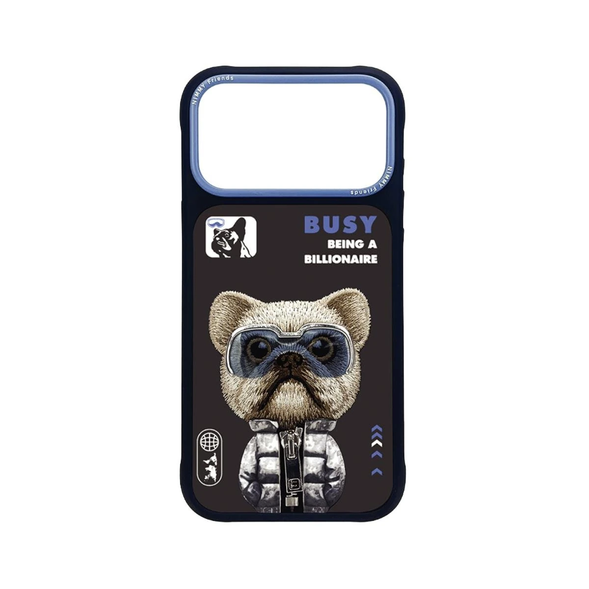 Nimmy Gerçek Nakış Fermuar ve Gözlüklü Little Rich Tycoon Cool And Cute 2.0 Telefon Kılıfı - iPhone 17 Pro Max