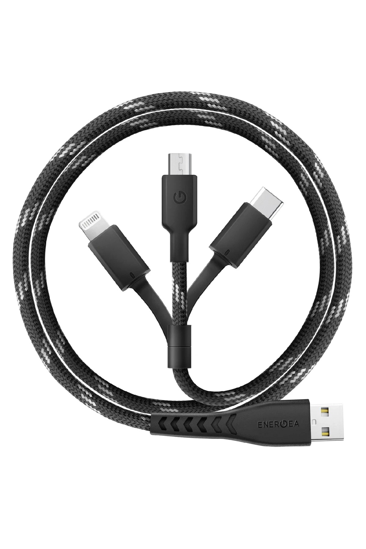 Energea C89 NyloFlex 3in1 1.5M 3A USB to Type-C / Lightning / Micro Hızlı Şarj Kablo 