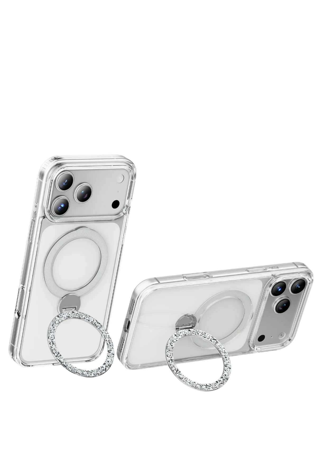Keephone Crystal Taşlı 360 Magsafe Standlı Kapak - iPhone 17 Pro