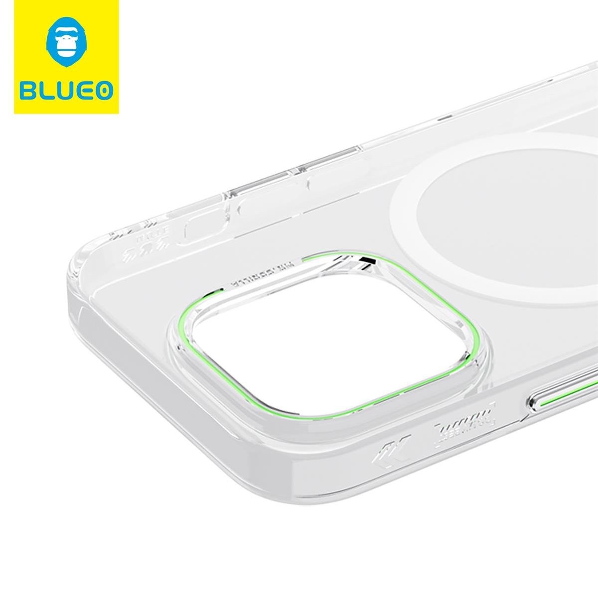 Blueo 14 Pro Max Uyumlu Yeşil B49 Ultra Clear Anti-Drop Magsafe Kılıf