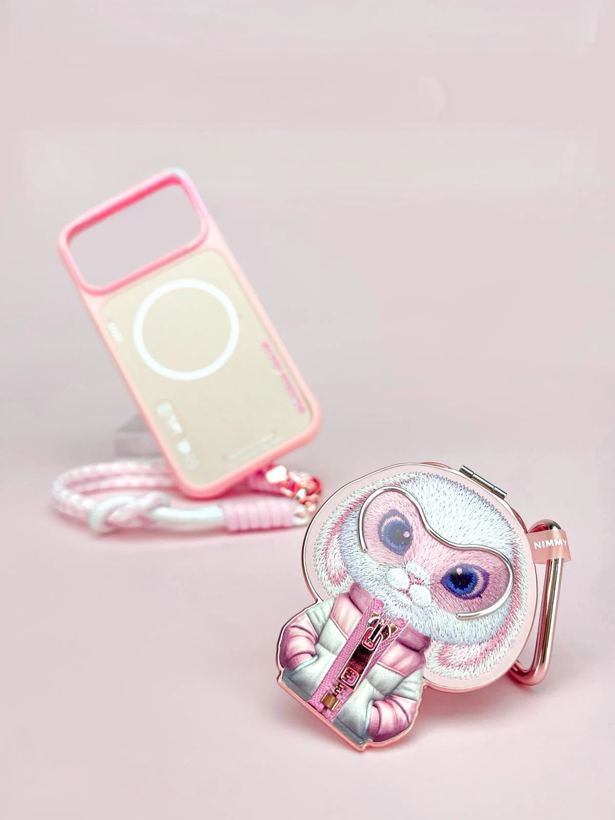 Nimmy MagSafe Özellikli Pembe Tavşan Aparatlı Cool And Cute 2.0 Telefon Kılıfı - iPhone 17 Pro