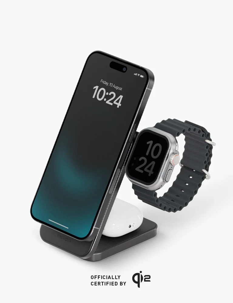 Energea MagTrio Plus 3in1 Katlanabilir 15W Telefon Saat Airpods Masaüstü Hızlı Şarj Standı