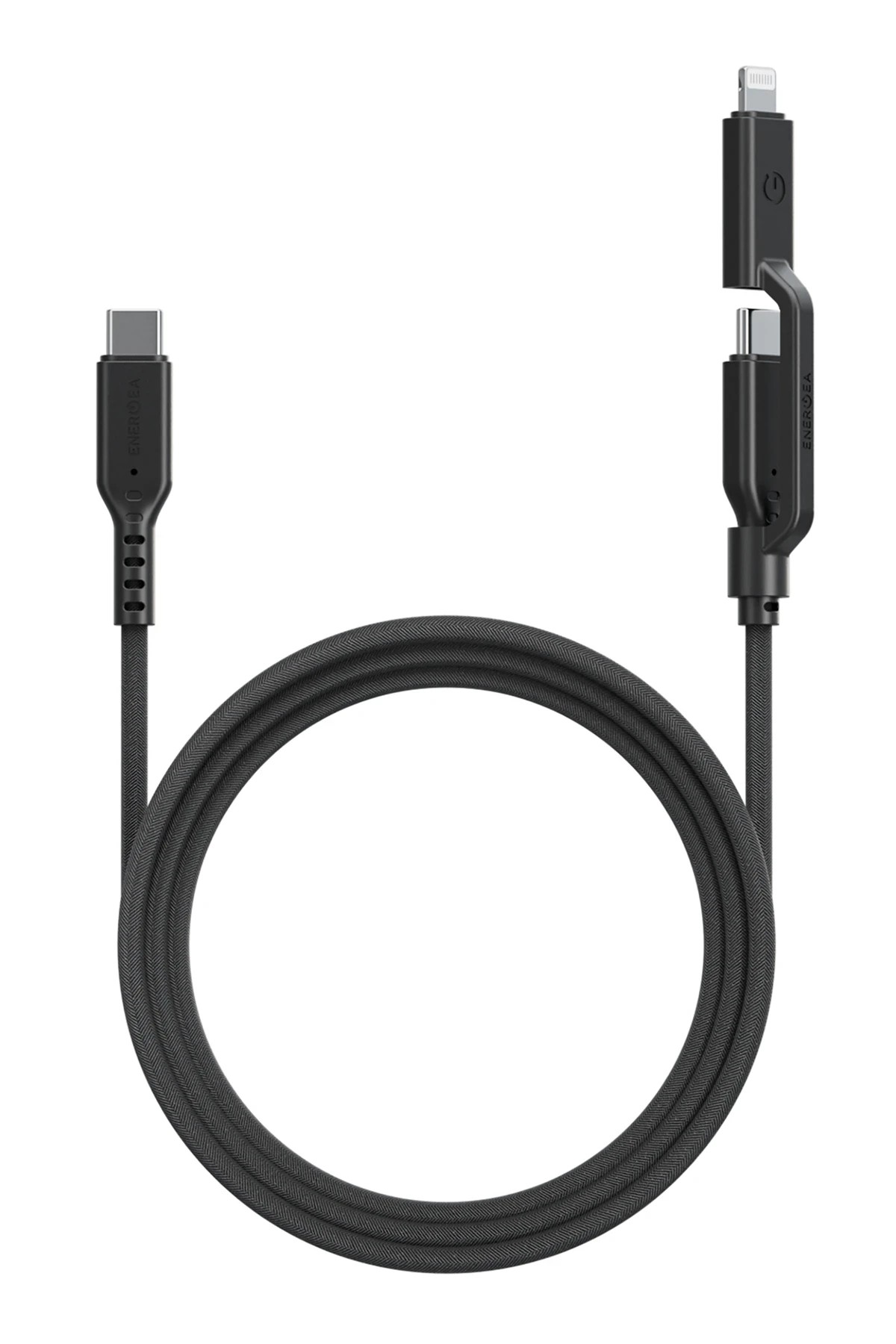 Energea Flow Duo 2in1 1.5M 240W Type-C to Type-C ve Lightning PD Hızlı Şarj Kablo