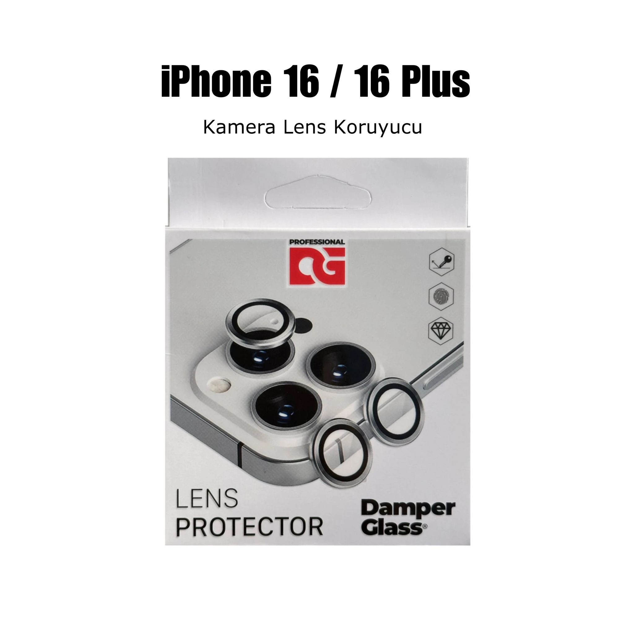 DamperGlass Safir Lens Koruyucusu for iPhone 16 / 16 Plus