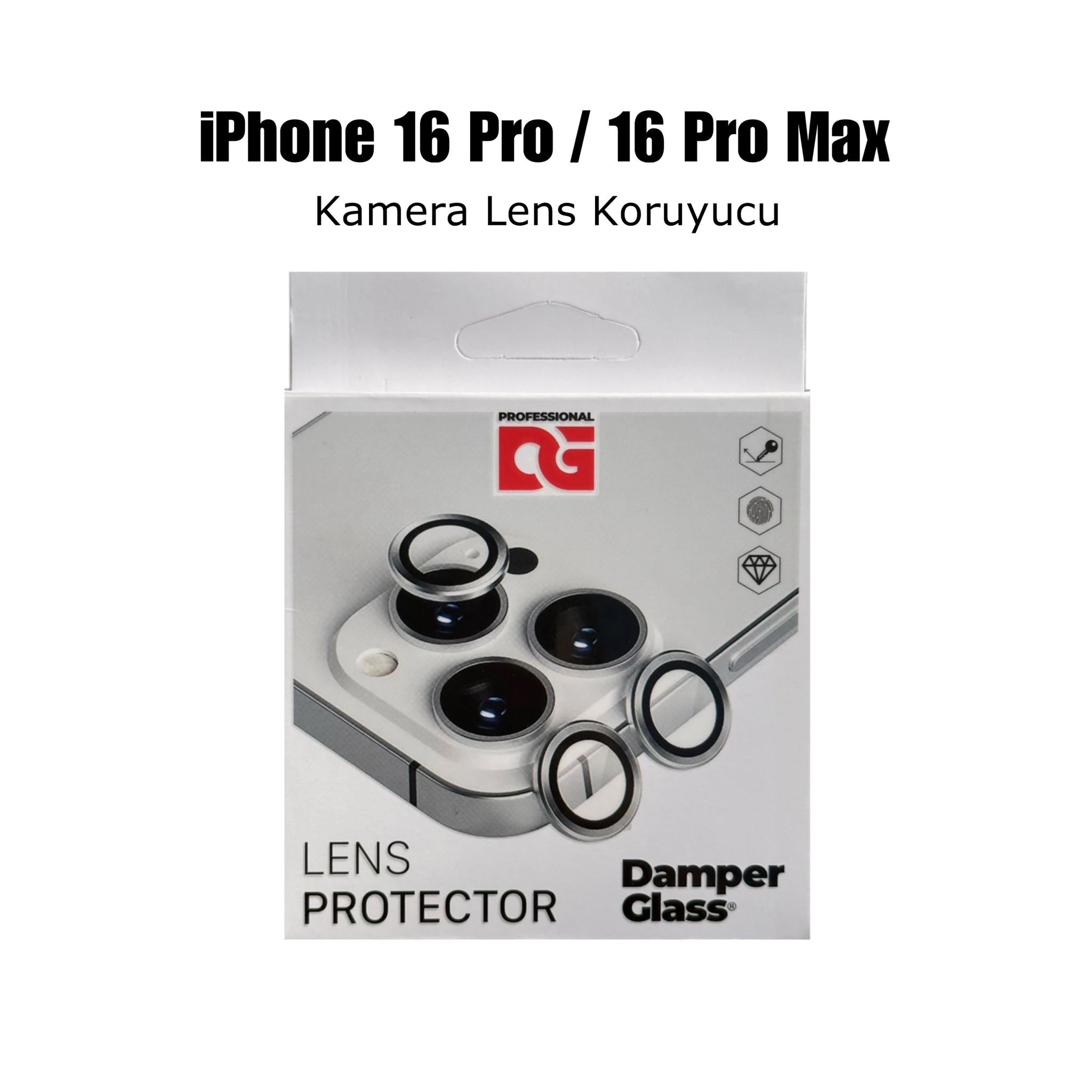 DamperGlass Safir Lens Koruyucusu for iPhone 16 Pro / 16 Pro Max